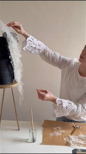 Pt2 Edible lace/tulle with isomalt jewels. Which version do you prefer? #caketutorial #cakeinspo