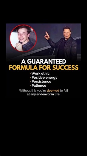 Success needs work ethic, positive energy, persistence and patience—Elon Musk’s rule to win. Always!