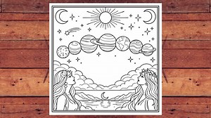Celestial Objects Tarot Coloring Pages – 20 Mystical & Symbolic Cosmic Line Art Designs - Etsy