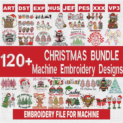 120  Christmas Embroidery Designs,bundle Christmas Embroidery Pattern,holiday Embroidery Files Trendy,gifts for Christmas,4 Sizes - Etsy
