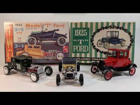 Three Vintage Kits, One Video! AMT 1925 Ford Model T Final + Unboxing 66 Year Old Original Issue!