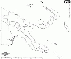 Mapa de Papúa Nueva Guinea para colorear, pintar e imprimir