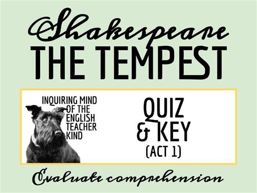 The Tempest Act 1 Quiz and Answer Key | Teaching Resources