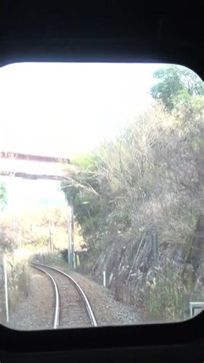 秋の山口線 短いトンネルを通過していく上りキハ47形の後方展望（渡川駅～長門峡駅間）