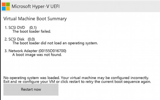 Hyper-v虚拟机安装系统无法启动的原因