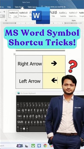 ✔ MS Word Symbols Shortcut Tricks!! 👏💥💯 #msword #symbols #shortcuts #arrow #shorts #techhome #viral