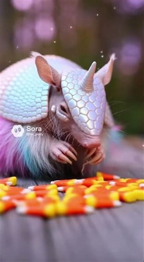 Armadillo eating candy corn ASMR
