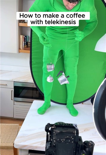 Pt.1 Backstage of the next video making coffee with telekinesis ☕✨Ready to see the result? #bts #coffee #faffapix