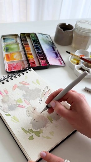 3.5K views · 47 reactions | Let’s paint more cuties for Easter cards with watercolors #watercolor #watercolortutorial #craft #easterdecor #eastercard #diy #watercolour #doodling | Merly | Facebook