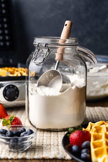 Ditch the store-bought mix forever! This homemade waffle mix is easy to whip up and stays good for up to 3 months. Just add water and butter! https://thestayathomechef.com/waffle-mix/ | The Stay At Home Chef