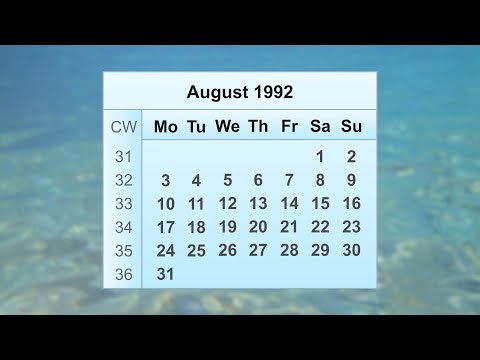 August 1992 Calendar