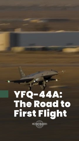 A gunmetal, bullet-shaped aircraft soared across California’s high desert without a pilot, guided entirely by advanced software. Monitored by the U.S. Air Force, the historic YFQ-44A flight signals a major leap in autonomous combat aviation, with production set to begin soon. | Military Mechanics