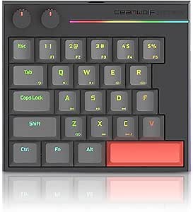 FKZ HK25 One Handed Gaming Keyboard,Magnetic Switch Hall Effect Rapid Trigger Custom RGB Wired Hot Swap Mechanical Keyboard Adjustable Actuation 25 Keys Macro Keypad, 8K Hz Polling Rate (Black)