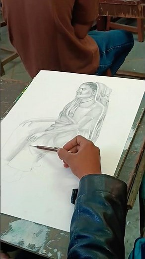 Live Model Drawing & Painting | CN Fine Arts College Classwork