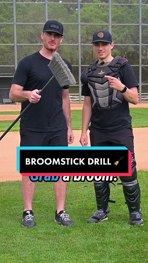 Grab a broomstick and try this drill👊🏼 We want our arms, elbows, and shoulders at one level when we go to throw ✅ See how the broomstick can help 🤫 #catching #throwing #baseball