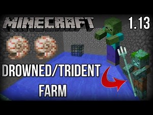 SIMPLE Drowned/Trident/Nautilus Shell Farm in Minecraft 1.13 (Update Aquatic)