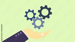 a mechanism for movement. spinning objects. animation of the illustration. movement. work. technic. color background. there is animation.. vector drawing.