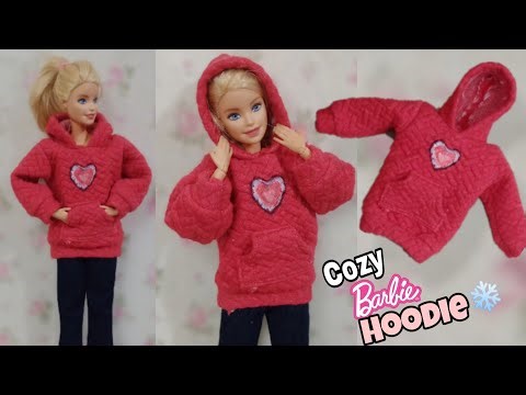 DIY Cozy Barbie Hoodie 🧥 | Easy Winter Doll Clothes Tutorial | Handmade Barbie Outfit