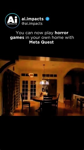 Artificial Intelligence (AI) | Business | Impacts on Instagram: "😱🏠 Your home just became the horror game… thanks to AI Meta Quest isn’t just showing games anymore. It’s learning your space. Using AI spatial mapping, the headset scans walls, furniture, doorways, even floor depth — then turns your real home into the game environment. That shadow in the hallway? It lines up with your actual hallway. 👀🎮 AI handles the heavy lifting: 🧠 Scene understanding from cameras and sensors 📍 Real-time r