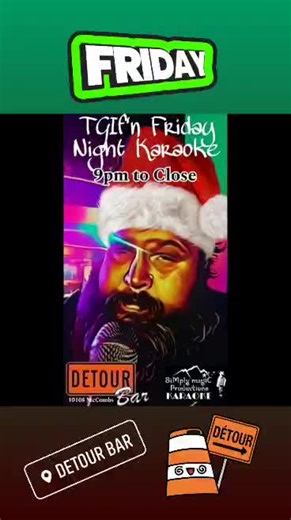 🎤🔥 TONIGHT = TGI FRIDAY KARAOKE CHAOS at DETOUR BAR 🔥🎤 Join us TONIGHT for a loud, rowdy, slightly irresponsible night of singing, dancing, snacking, and DRINKING as Simply Magic Productions takes over with TGI Friday Karaoke Night 🎶🍻 🎤 BRUNO MARS CHALLENGE Sing ANY Bruno Mars song and get a FREE SHOT (1 per singer • up to 4 shots because… Detour rules 😎) 🌭 NOW SERVING HOT DOGS 🔥 $1.50 All-Beef 🔥 $2.00 Bratwurst 🍺 NEW DRINK SPECIALS 💥 $2 Rolling Rock 💥 $3 Buttery Nipples 💥 $3.25 A