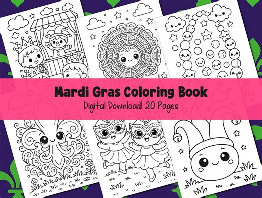 Mardi Gras Coloring Book Printable Digital Download Kids Activities Coloring Pages Instant Download Homeschool Fun Party Crafts - Etsy Canada