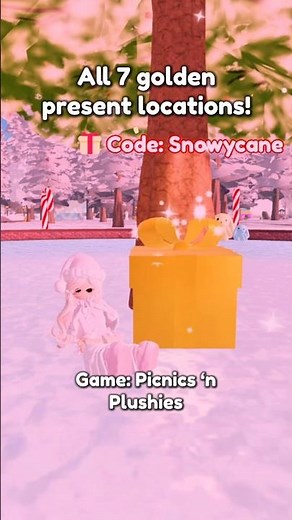 All golden present locations and codes in the new Winter update! 🎁 #picnicsnplushies #roblox