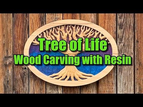 Carved Tree of Life with Resin Background