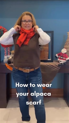 Here’s another idea on how to wear a scarf and how to style a scarf! Alpaca scarves are so versatile this season — cozy, elegant, and the perfect gift. Plus, our Black Friday Sale is on! Enjoy up to 25% off for a limited time. Feel the warmth of the Andes. #scarftutorial #howtowearascarf #scarfstyle #alpacascarf | Andes Connection