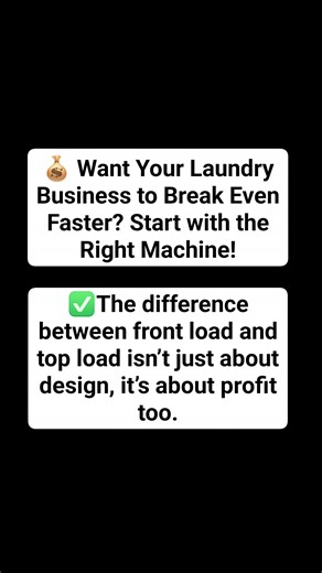 ⚖️ Front Load vs Top Load: Which Is Better for a Laundry Business? 🔵 Front Load ✅ More water and energy efficient ✅ Delivers cleaner results and is gentler on fabrics ✅ Ideal for professional / premium laundry services ❗ Higher upfront cost, but lower operating expenses 🔴 Top Load ✅ More affordable machine price ✅ Wash cycles are usually faster ✅ Easy to operate ❗ Uses more water and electricity 💡 Conclusion: If you’re focused on long-term growth and want a more professional image → choose fr