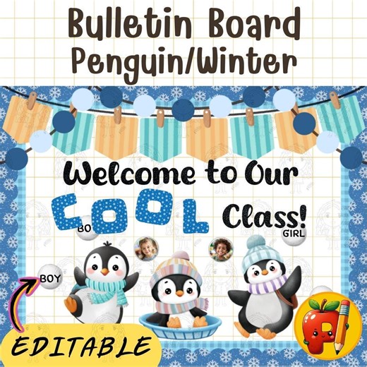 Penguin Winter Bulletin Board Kit: Winter Classroom Decor (digital Download) - Etsy