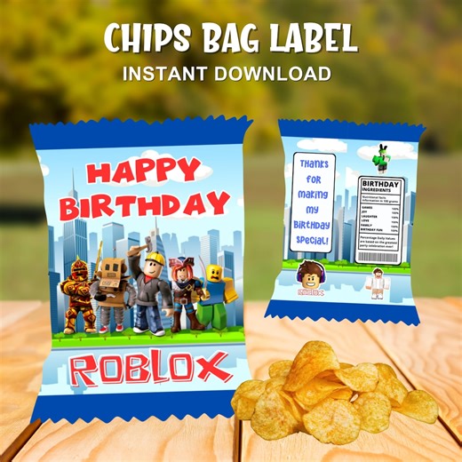 Roblox Birthday Chip Bag Label: Printable Party Favor (digital File) - Etsy