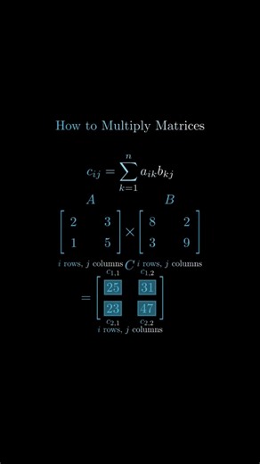 Multiplying Matrices. It appears in both high school algebra and linear algebra. #shorts #ytshorts