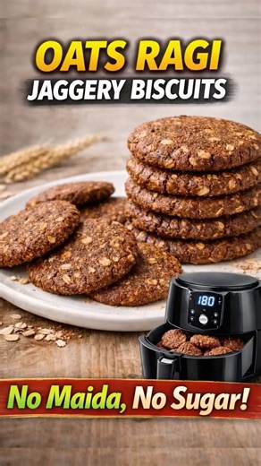 Healthy oats Ragi biscuits 😋|No sugar No maida |Air fryer Recipes#rajinivlogs#biscuit#youtubeshorts