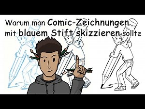 Comic-Zeichnungen richtig skizzieren & zeichnen - Skizze mit blauem Stift