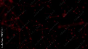 Red glowing network abstract background Dark background with red glowing connected nodes and lines forming futuristic network or web-like pattern for tech, data, or sci-fi themes Red glowing network