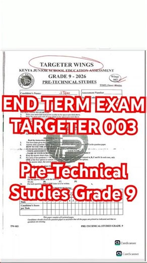 TARGETER WINGS 003 GRADE 9 |END TERM EXAM | PRE-TECHNICAL STUDIES GRADE 9 REVISION #school