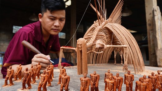 Wood carving recreates Founding Titan from Attack on Titan