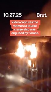 Video captures the moment a tourist cruise ship was engulfed by flames