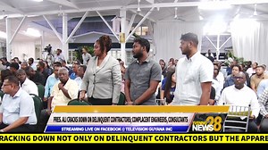 In an early morning meeting at State House today, President Dr Irfaan Ali upbraided delinquent contractors and complacent project engineers and consultants for the alarming number of projects that are significantly behind schedule countrywide. The Head of State warned that this level of slackness will not be tolerated and urged that going forward, stakeholders in project management take their duties more seriously. Let’s take a look at this morning’s engagement… | Television Guyana Inc.