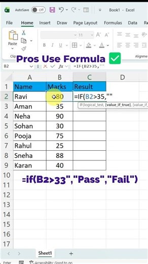 1 Excel Formula for Automatic Result 😳