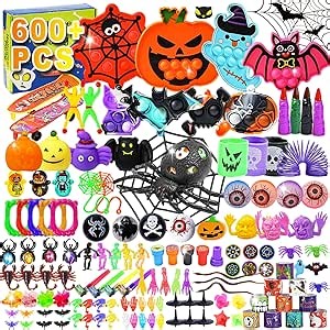 600 Pcs Halloween Party Favors for Kids, Fidget Toys Bulk, Prizes for Kids, Halloween Toys Treats Gifts, Carnival Treasure Classroom Prizes Box, Goodie Bag Stuffers, Party Toy Supplies