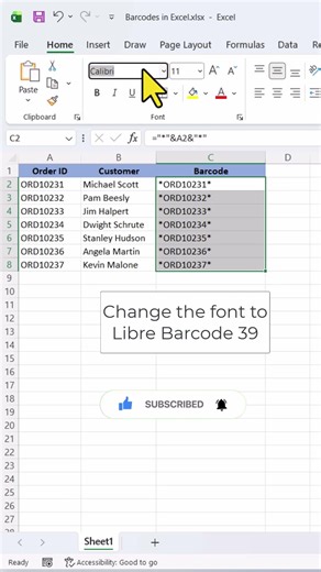 Excel Can Generate Barcodes?! 😳#Excel #ExcelTips #ExcelTricks #Spreadsheet #ExcelShorts