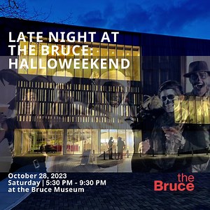 Celebrate Halloween in style at the Bruce Museum! Late Night at the Bruce: Halloweekend takes place Saturday, October 28, 2023, 5:30 pm-9:30 pm Come in costume and start your Halloween celebrations in style! Adults ages 18 can enjoy special after-hours access to the museum's exhibits, engage in entertaining activities, and indulge in refreshments at our Café. Show your ticket receipt for Late Night at the Bruce: Halloweekend at Sophia's Costumes Rentals, 428 E Putnam Ave, Cos Cob, CT, for 15% of