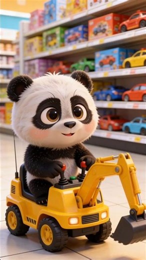 cute little panda buys cute excavator🚜