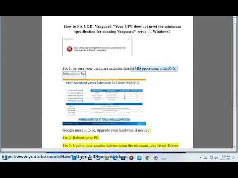 Fix COD Vanguard "Your CPU does not meet the minimum specification for running Vanguard" on Windows