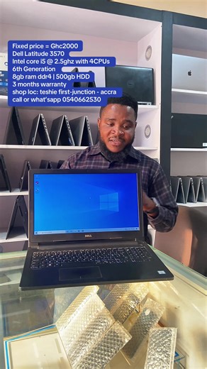 Fixed price = Ghc2000 Dell Latitude 3570 Intel core i5 @ 2.5ghz with 4CPUs 6th Generation 8gb ram ddr4 | 500gb HDD 4gb video memory and 128mb Dedicated graphics high definition audio device hd webcam | wi-fi | bluetooth | type-c port | HDMI | keyboard light windows 11 64bit | 15 inches Fhd display pre-owned from UK 🇬🇧 | Very Neat 3 months warranty No swapping allowed shop location: teshie first-junction - accra call or what’sapp 0540662530 #fyppppppppppppppppppppppp #viral #ukusedlaptops #fyp