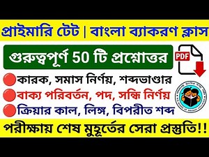 🔴বাংলা ব্যাকরণ 50 টি MCQ | SET 01 | WB TET 2022 Bangla Grammar Class |Primary TET Bengali Class 2022