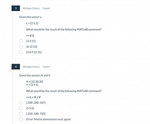 Here are two multiple-choice questions related to MATLAB comman... | Filo