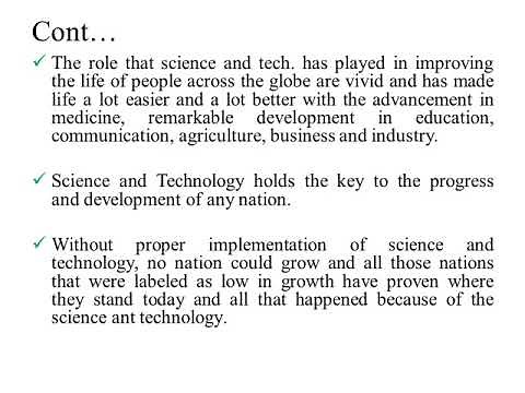 The Role of Science and Technology to the Nation Building