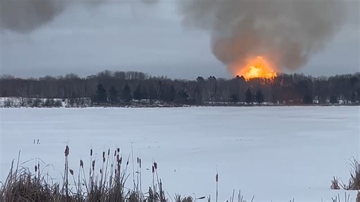An apparent pipeline explosion near Willow River, Minnesota. Video courtesy of Carlton County Fire News https://www.fox21online.com/2026/01/16/large-explosion-in-pine-county/?alert=3154765&alert_type=banner | Fox 21 News